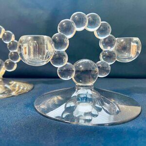 Vintage Imperial Candlewick -  Pair of Double Bubble Candle Sticks - Clear